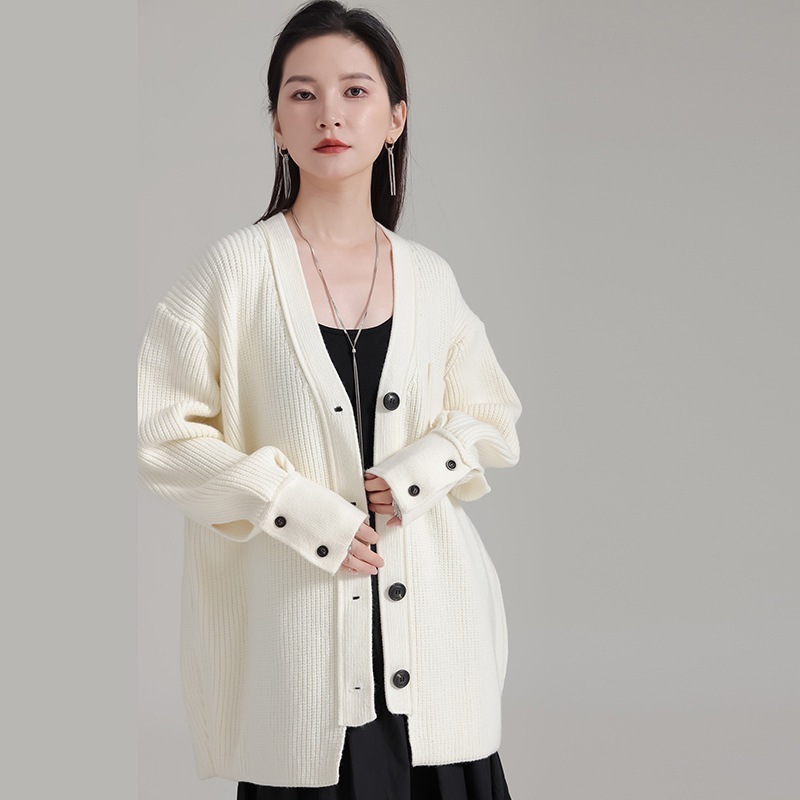 復古的で怠惰なセーターのカーディガンが2024春秋の新ロングニットカーディガン 復古的で怠惰なセーターのカーディガンが2024春秋の新ロングニットカーディガン