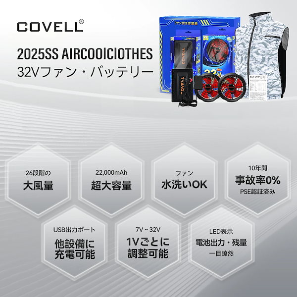 Qoo10] Covell 空調服 2025年最新 24V/32V超