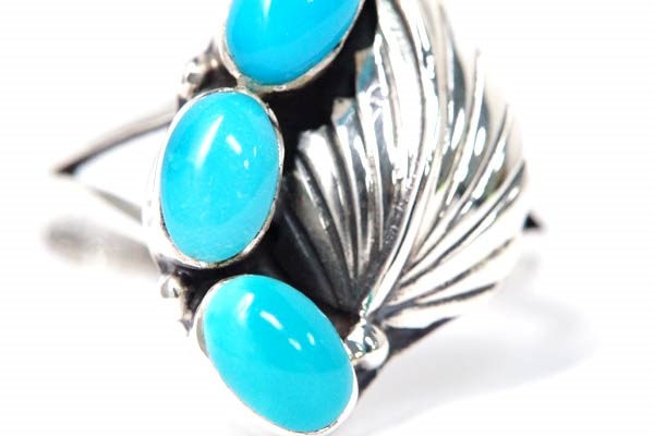 インディアンジュエリー リング 天然石 ターコイズ 3ポイント リーフ 葉 メンズ シルバー925 インディアンジュエリー リング 天然石 ターコイズ 3ポイント リーフ 葉 メンズ シルバー925