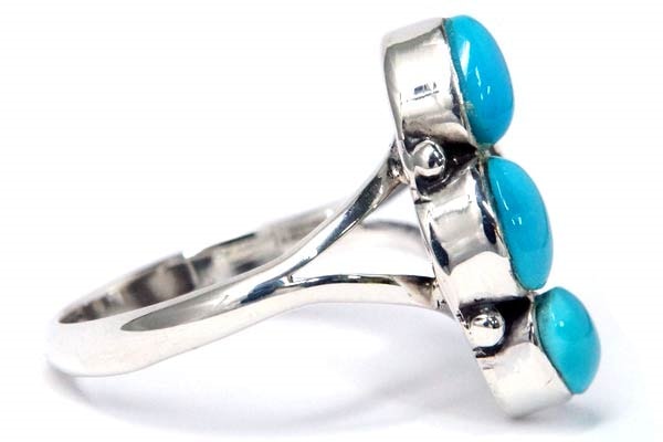 インディアンジュエリー リング 天然石 ターコイズ 3ポイント リーフ 葉 メンズ シルバー925 インディアンジュエリー リング 天然石 ターコイズ 3ポイント リーフ 葉 メンズ シルバー925