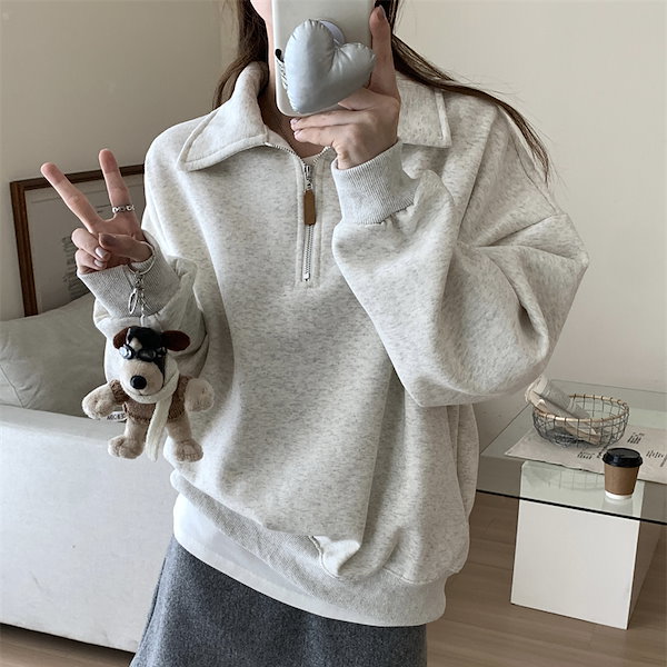 Qoo10] 在庫一掃 ハーフジップスウェット 裏起毛