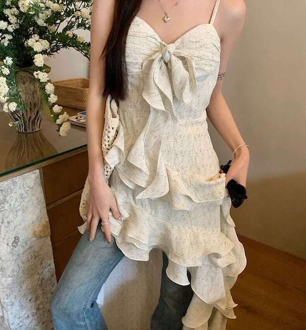 Qoo10] ワンピース レディース 2WAY小花柄フ