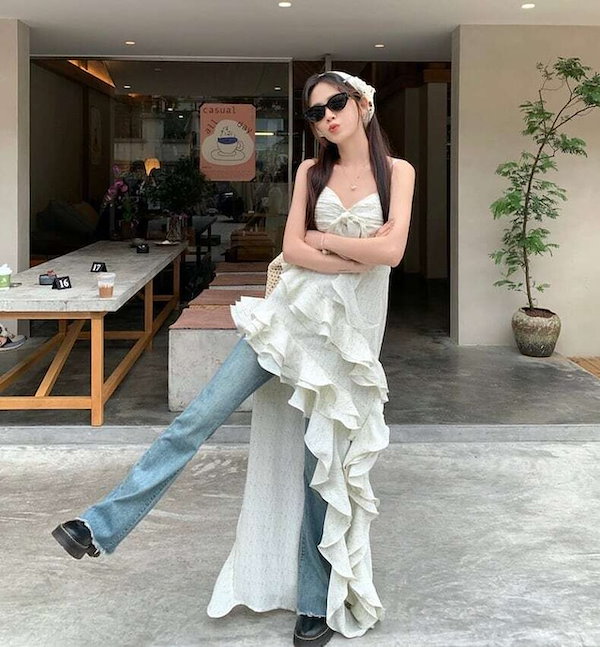 試着のみ COCODEAL 花柄フリルキャミワンピース 試着のみ COCODEAL 花柄フリルキャミワンピース