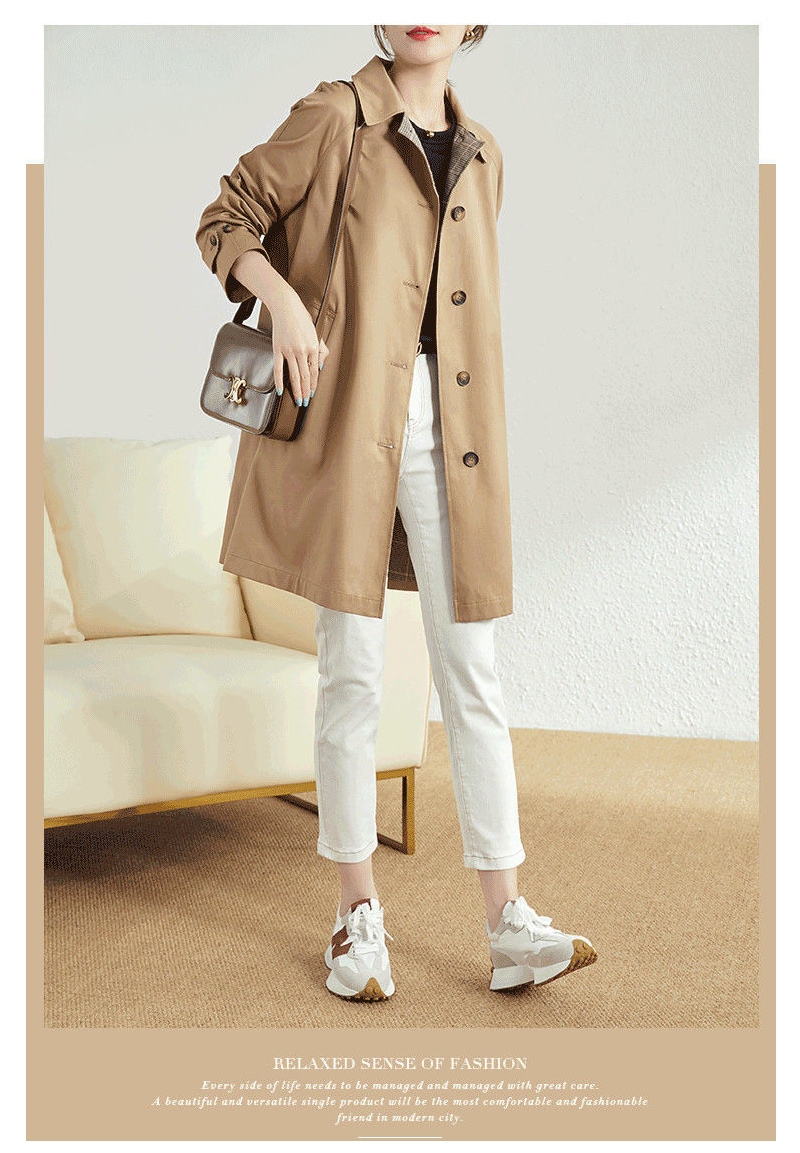 ミドル丈トレンチコート 裏地チェック柄 スプリングコート Aライン ステンカラー レディース アウター コート ジャケット 春 秋 大きいサイズ 3XL 4XL ミドル丈トレンチコート 裏地チェック柄 スプリングコート Aライン ステンカラー レディース アウター コート ジャケット 春 秋 大きいサイズ 3XL 4XL