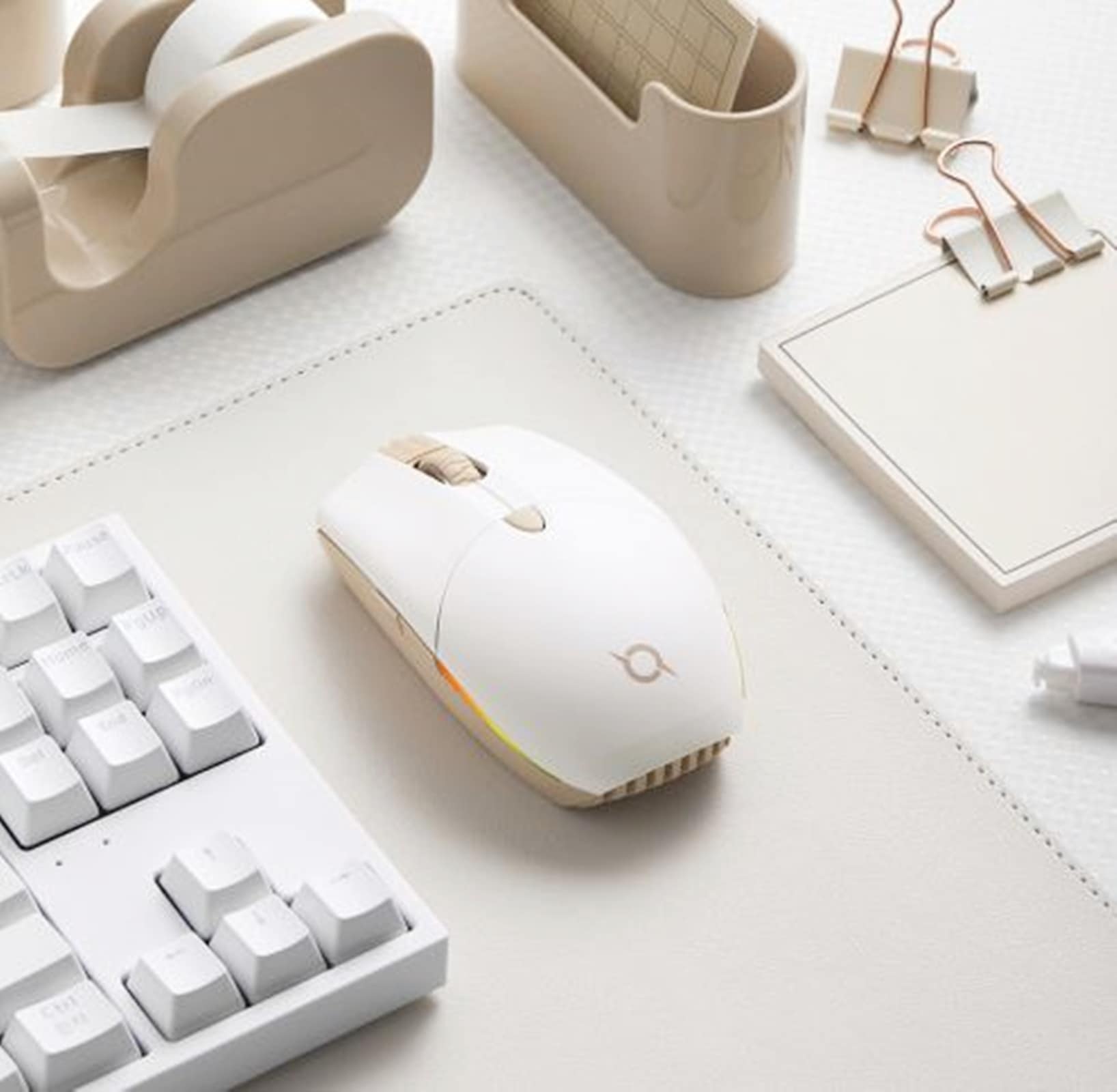 COX CM91W RGB/ワイヤレス/ゲーミング マウス/専門家向け/10000DPI PMW3325-クリーム ベージュ