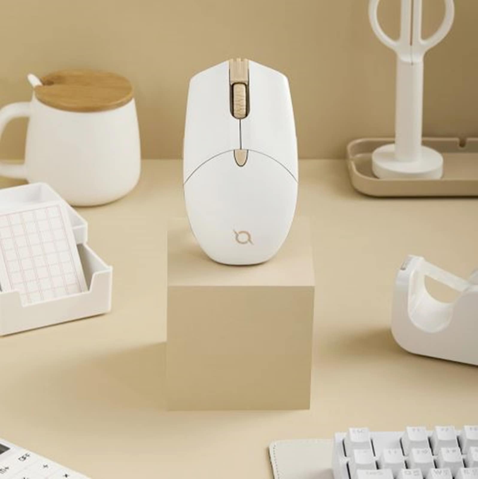 COX CM91W RGB/ワイヤレス/ゲーミング マウス/専門家向け/10000DPI PMW3325-クリーム ベージュ