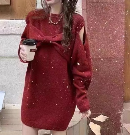 レディース ワンピース ニット プルオーバー ニットワンピ ミニ ショート 長袖 ラウンドネック オフショルダー 肌見せ 肩出し リボン ウール かわいい カジュアル おしゃれ こなれ感 ガーリー レディース ワンピース ニット プルオーバー ニットワンピ ミニ ショート 長袖 ラウンドネック オフショルダー 肌見せ 肩出し リボン ウール かわいい カジュアル おしゃれ こなれ感 ガーリー