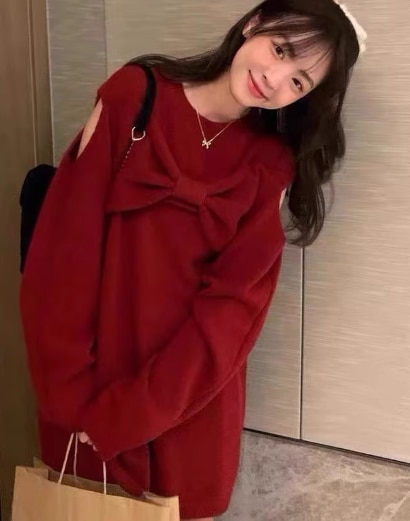 レディース ワンピース ニット プルオーバー ニットワンピ ミニ ショート 長袖 ラウンドネック オフショルダー 肌見せ 肩出し リボン ウール かわいい カジュアル おしゃれ こなれ感 ガーリー レディース ワンピース ニット プルオーバー ニットワンピ ミニ ショート 長袖 ラウンドネック オフショルダー 肌見せ 肩出し リボン ウール かわいい カジュアル おしゃれ こなれ感 ガーリー