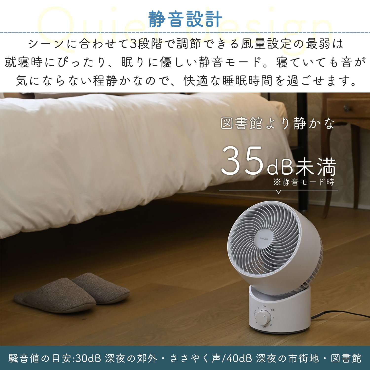 [山善] 洗える サーキュレーター 静音 14畳 左右 首振り 上下角度調節 風量3段階調節 お手入れ簡単 ホワイトグレー YAS-BFKW15(WH)