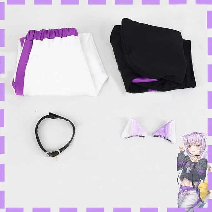 猫又おかゆ コスプレ 衣装 ねこまた おかゆ Vtuber 服 チョーカー付き コスチューム ハロウィン 仮装 衣装+耳+尻尾 靴ウィッグ