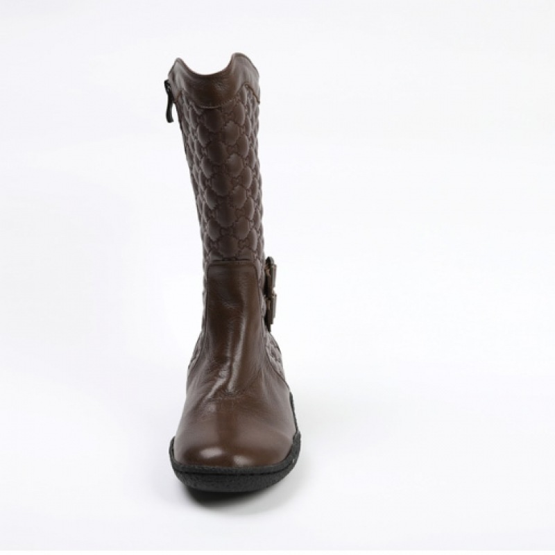 (Ninaspari) 牛革ツーバックル型押しミドルブーツ (Ninaspari) 牛革ツーバックル型押しミドルブーツ