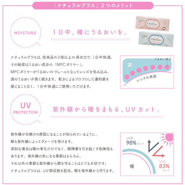 20枚入 [ 6箱 ] ワンデーキャラアイ UV モイスト ナチュラルプラス カラコン