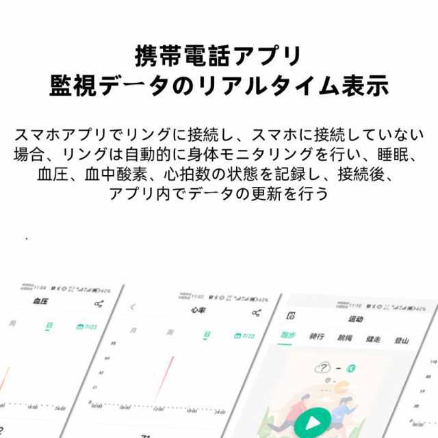 スマートリング 健康管理 日本製センサー心拍数 血中酸素 睡眠 実用的 5ATMM防水 Android/iPhone対応 全9サイズ プレゼント 敬老の日 23