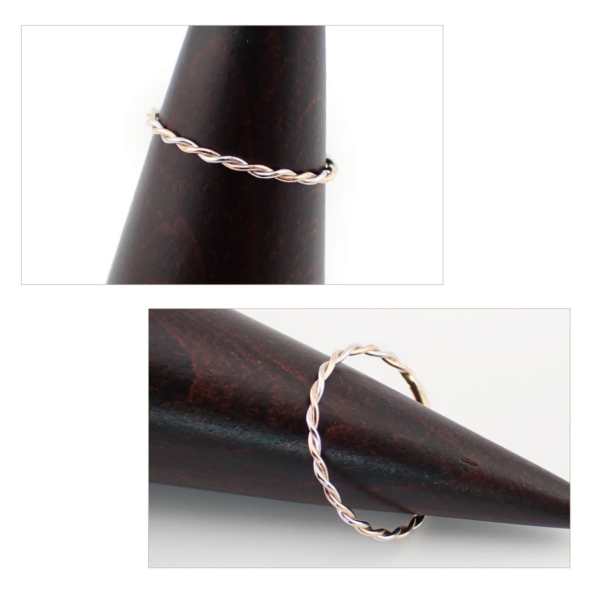 リング プラチナ pt900 K18 ツイスト ひねり ねじり 華奢 細身 細い お肌に優しい 上品