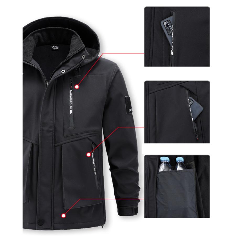 作業着 メンズ ジャージ セットアップ 上下セット マウンテンパーカー 冷え対策 ウエストゴム ベルト使用可能 裏起毛 暖かい 登山 アウトドア