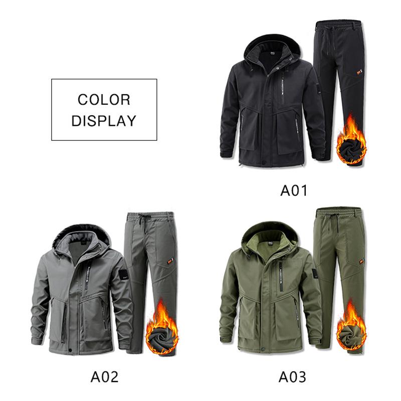 作業着 メンズ ジャージ セットアップ 上下セット マウンテンパーカー 冷え対策 ウエストゴム ベルト使用可能 裏起毛 暖かい 登山 アウトドア