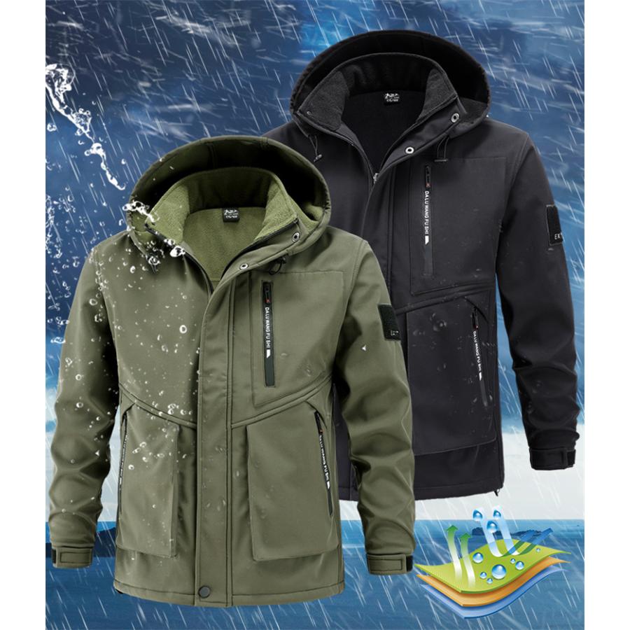 作業着 メンズ ジャージ セットアップ 上下セット マウンテンパーカー 冷え対策 ウエストゴム ベルト使用可能 裏起毛 暖かい 登山 アウトドア