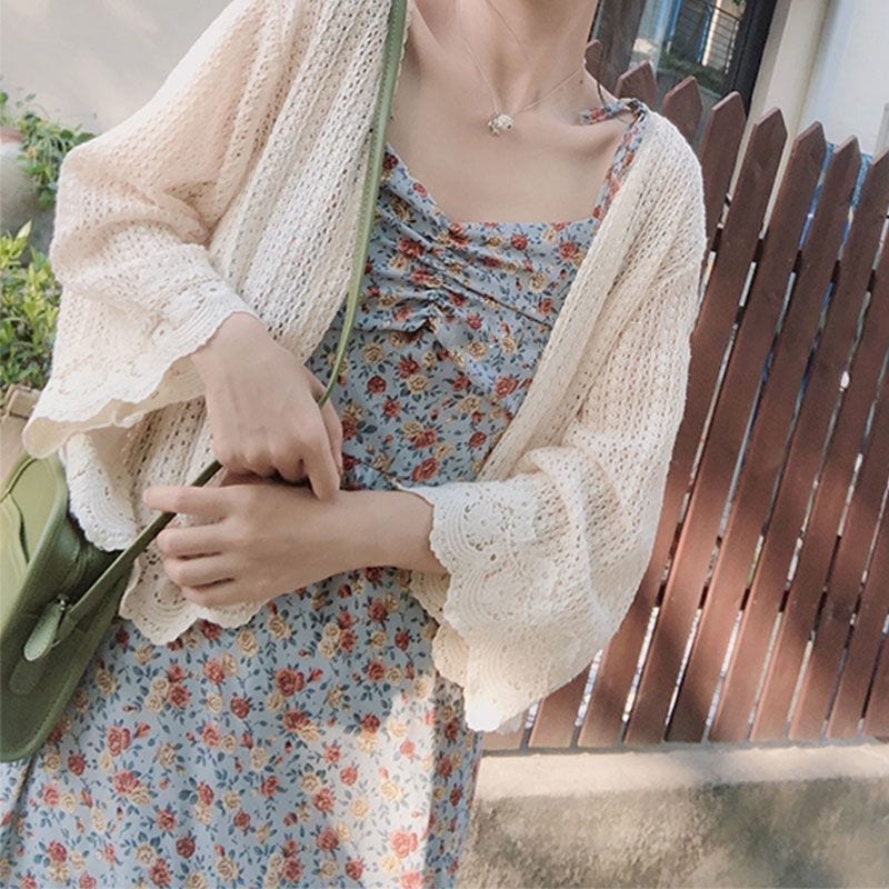 カーディガン ニットカーディガンフレアスリーブゆったり日よけカットソー透かしストールショート丈薄手 紫外線対策トップス夏 カーディガン ニットカーディガンフレアスリーブゆったり日よけカットソー透かしストールショート丈薄手 紫外線対策トップス夏