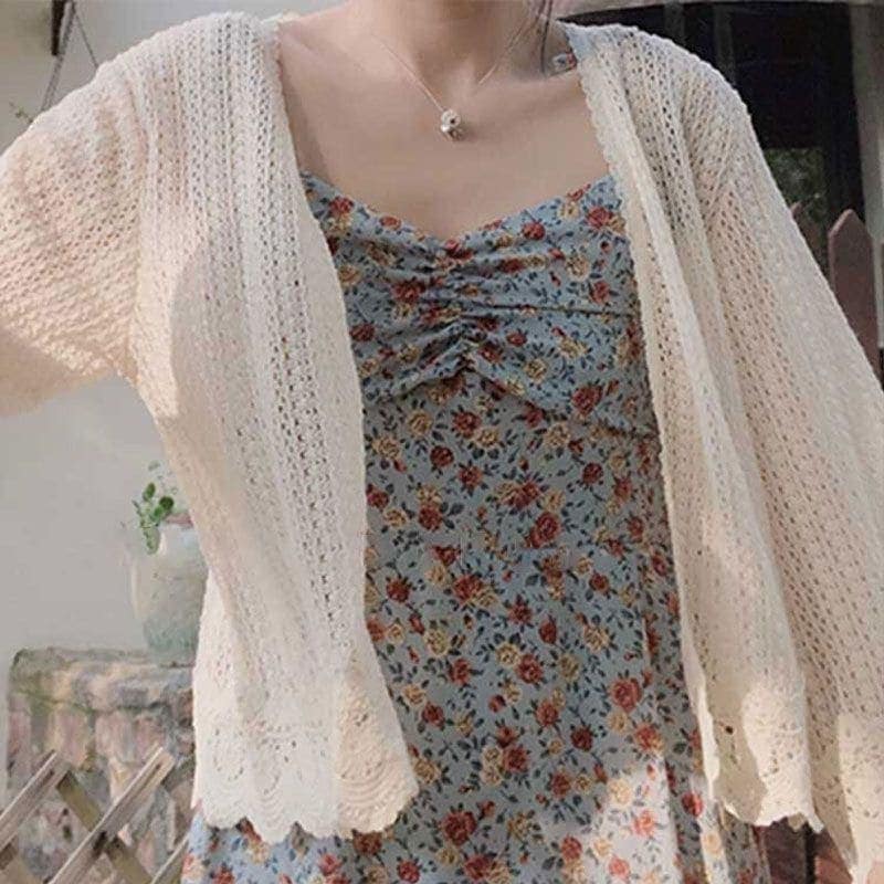 カーディガン ニットカーディガンフレアスリーブゆったり日よけカットソー透かしストールショート丈薄手 紫外線対策トップス夏 カーディガン ニットカーディガンフレアスリーブゆったり日よけカットソー透かしストールショート丈薄手 紫外線対策トップス夏