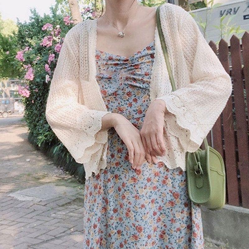 カーディガン ニットカーディガンフレアスリーブゆったり日よけカットソー透かしストールショート丈薄手 紫外線対策トップス夏 カーディガン ニットカーディガンフレアスリーブゆったり日よけカットソー透かしストールショート丈薄手 紫外線対策トップス夏