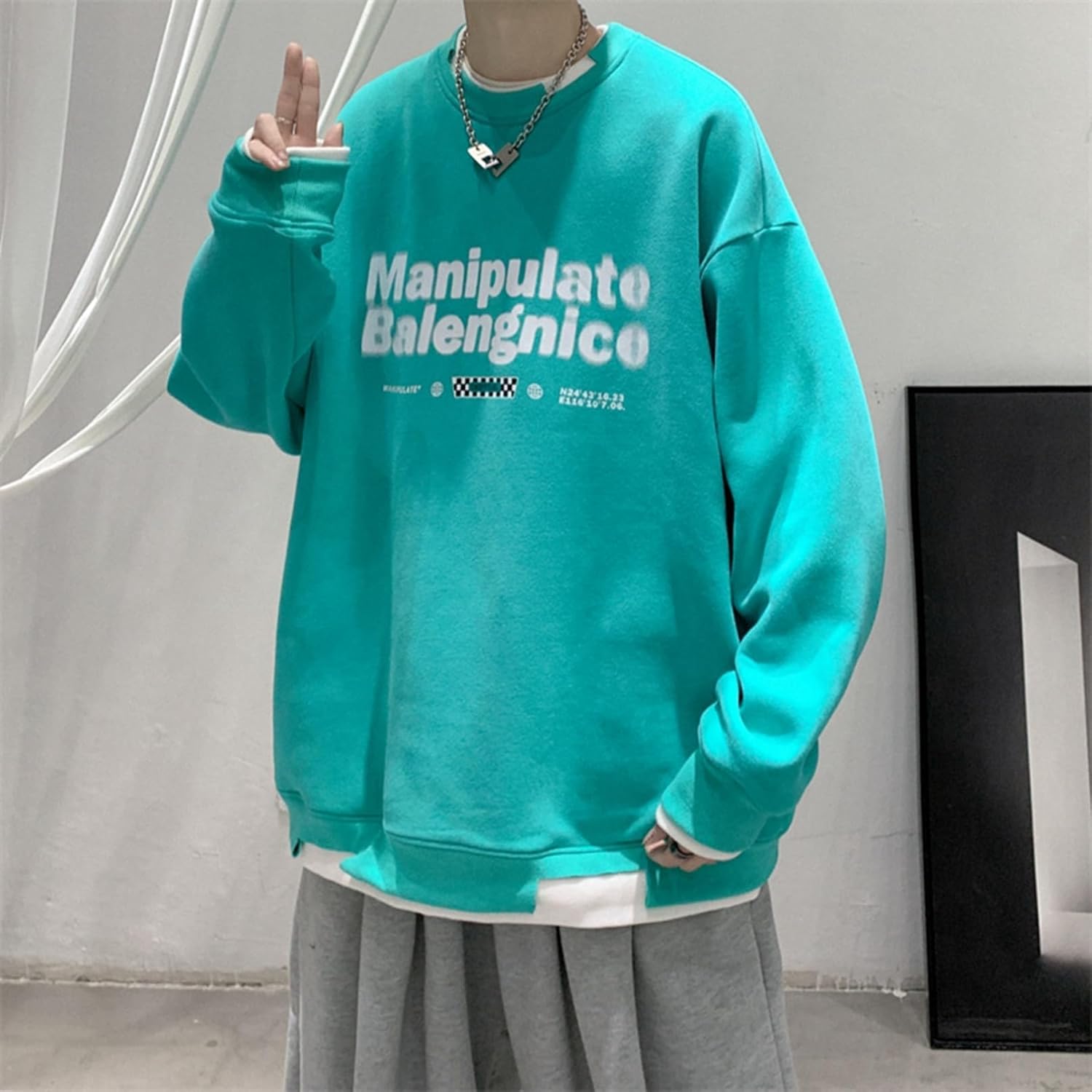 メンズ トレーナー フェイクレイヤード パーカー フルオーバー アルファベット柄 グリーン 長袖 スウェット 春秋 重ね着風 流行り 吸汗速乾 軽い 服 ファッション ウォーキング mdprevattcaulkingandwaterproofing.com
