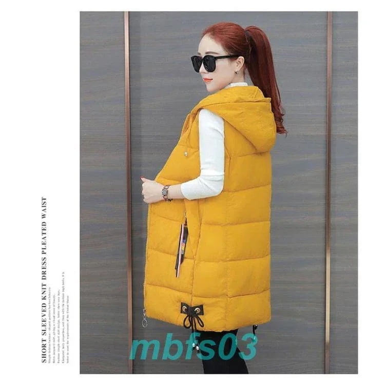 【急速出荷!】ロングベスト レディース 中綿ベスト ダウンベスト ロング丈 防寒 フード付き 中綿入り チョッキ ロングコート アウター トップス パーカー