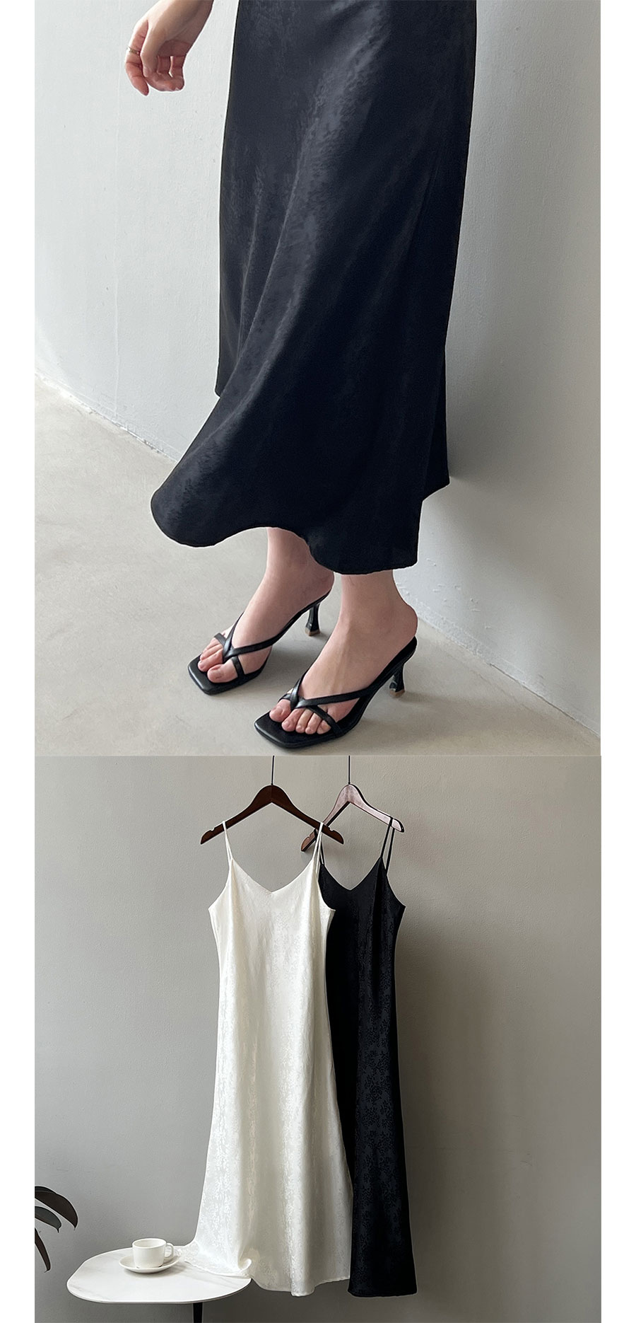 キャミワンピ レディース 上品 サテンワンピース キャミソールワンピース インナーワンピース V