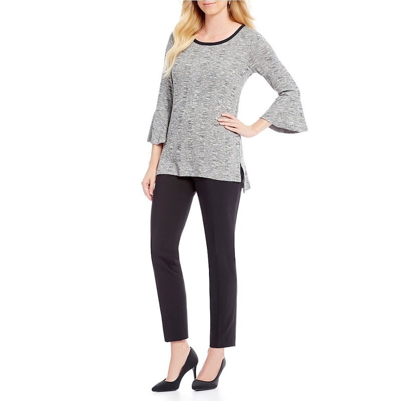 プレストンアンドヨーク レディース トップス【Preston & York Alicia Bell Sleeve Textured Stripe Knit Top】Rich Black プレストンアンドヨーク レディース トップス【Preston & York Alicia Bell Sleeve Textured Stripe Knit Top】Rich Black