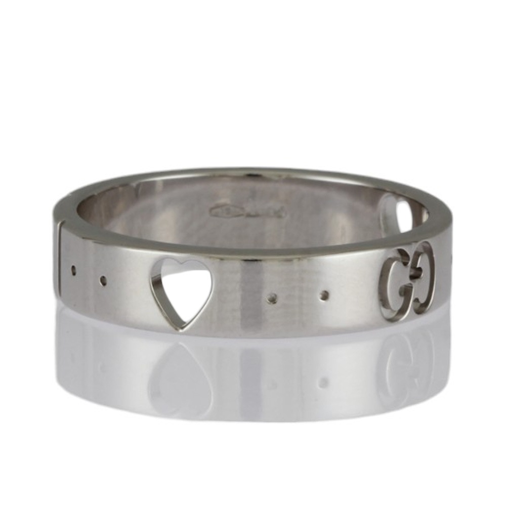 グッチ アモール アイコン リング 指輪 8.5号 18金 K18ホワイトゴールド GUCCI 中古 美品 グッチ アモール アイコン リング 指輪 8.5号 18金 K18ホワイトゴールド GUCCI 中古 美品