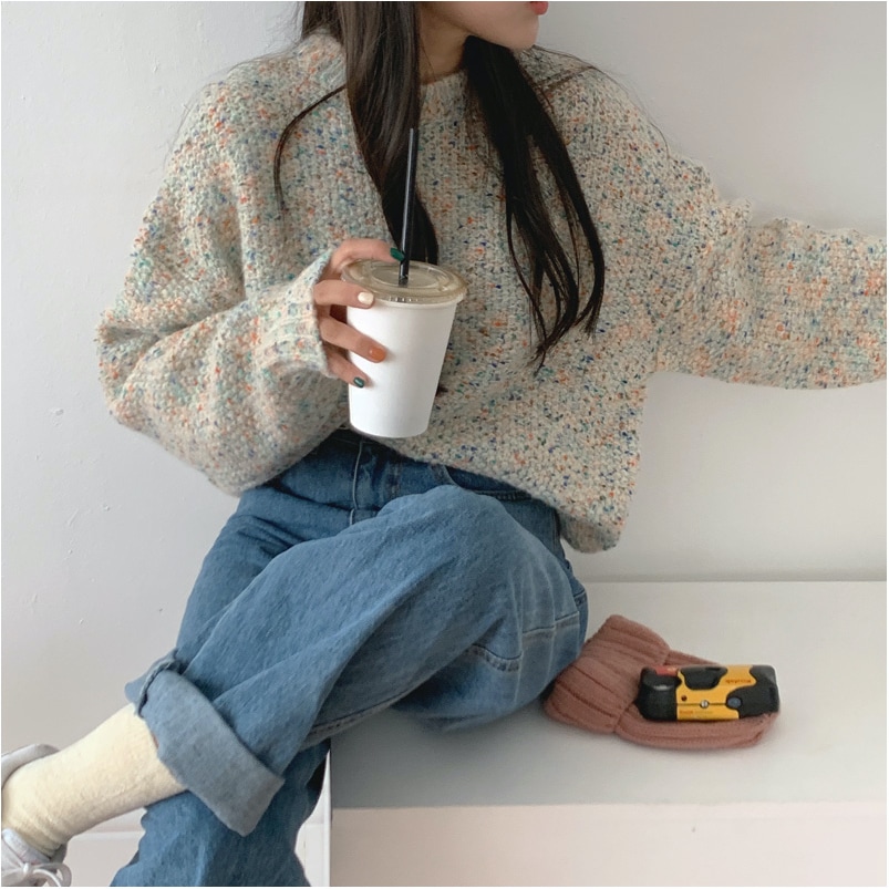 カラフルガーリーニット セーター. ニット トップス レディース 可愛い オルチャン 韓国 A2253 カラフルガーリーニット セーター. ニット トップス レディース 可愛い オルチャン 韓国 A2253