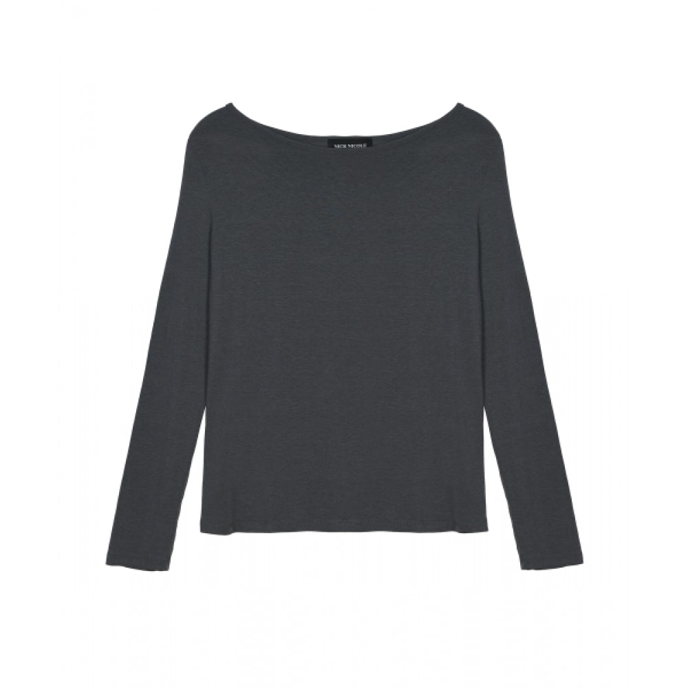 NICK&NICOLE エッセンシャルボートネックトップ_チャコール NICK&NICOLE エッセンシャルボートネックトップ_チャコール