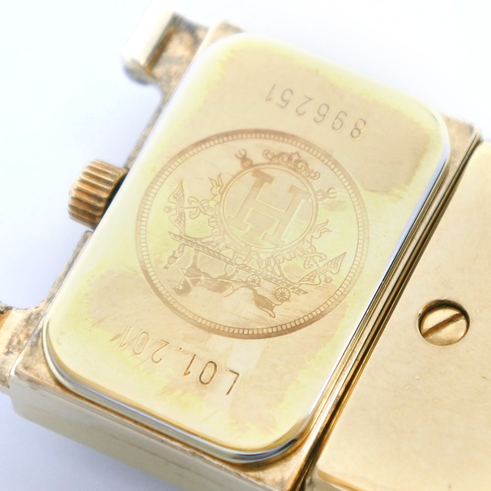 ロケ L01.201 腕時計 金メッキ リザード クオーツ アナログ表示 レディース ゴールド文字盤 中古品