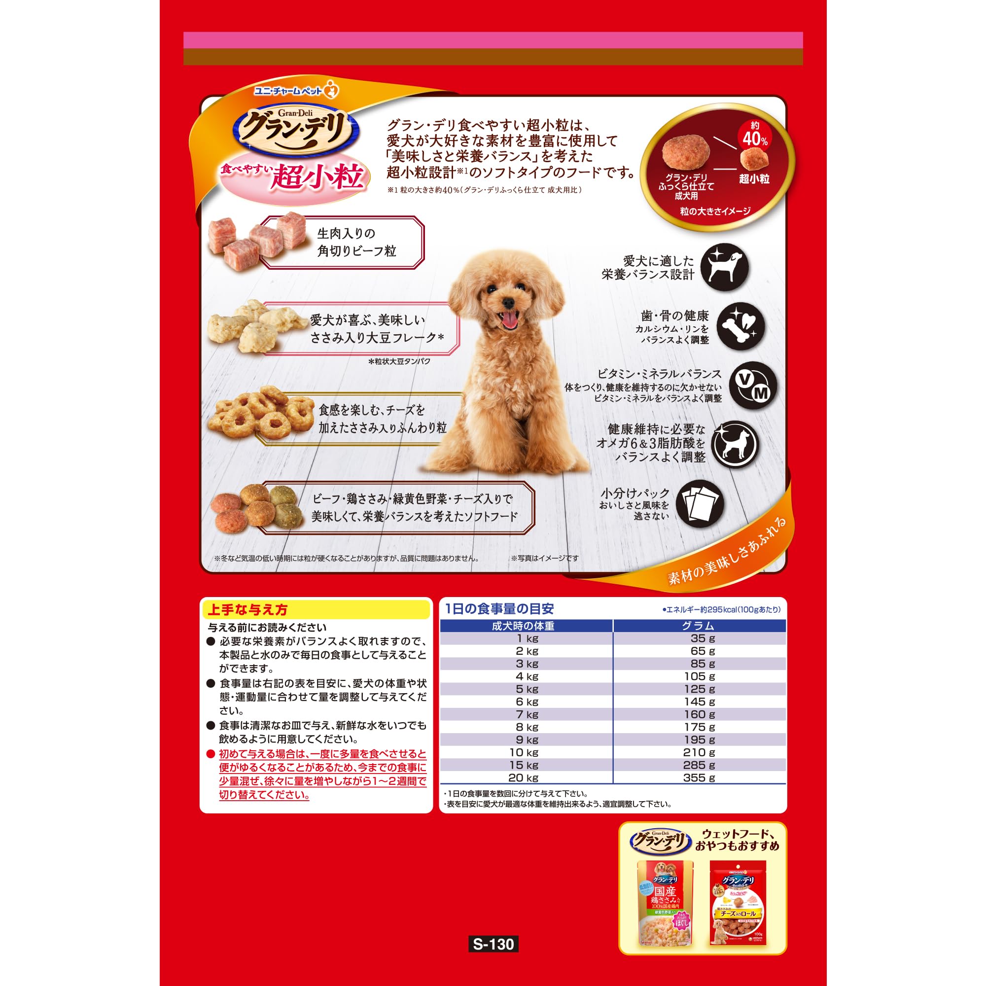 【ケース販売】グラン・デリ ドッグフード ソフト ふっくら仕立て 食べやすい超小粒 6.8kg(1.7kg×4個) 国産 ユニチャーム