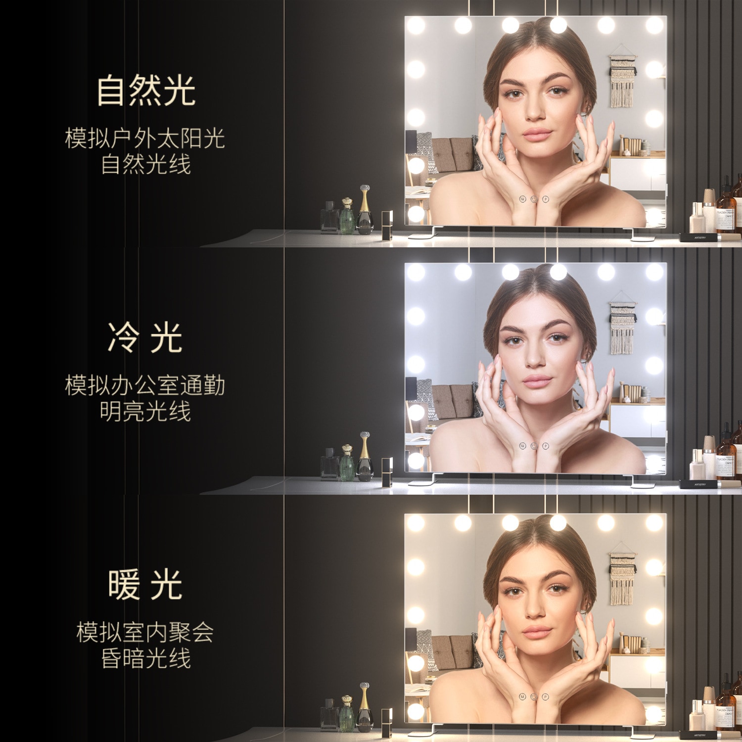 （源流大工場製造）新作デックスデスクトップハリウッド電球ミラー寝室デスクトップledハリウッド化粧ミラーライト付き