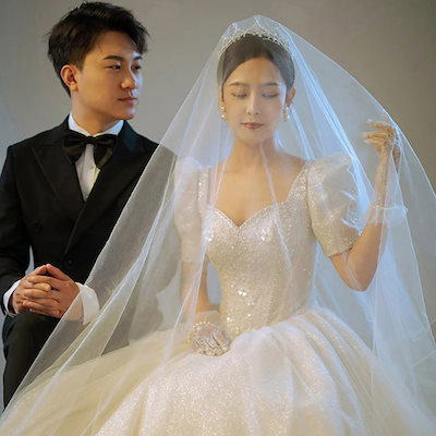 宮廷フレンチウエディングドレス Aラインドレス ブライダルドレス花嫁 結婚式 披露宴 大きいサイズ