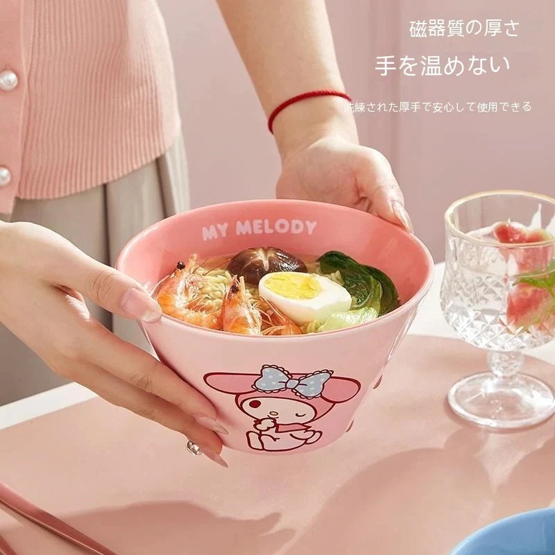 【メガ割】サンリオ ラーメン丼 ホームセット 陶器製 大麺丼 食べる竹笠 かわいい高見え単品食器