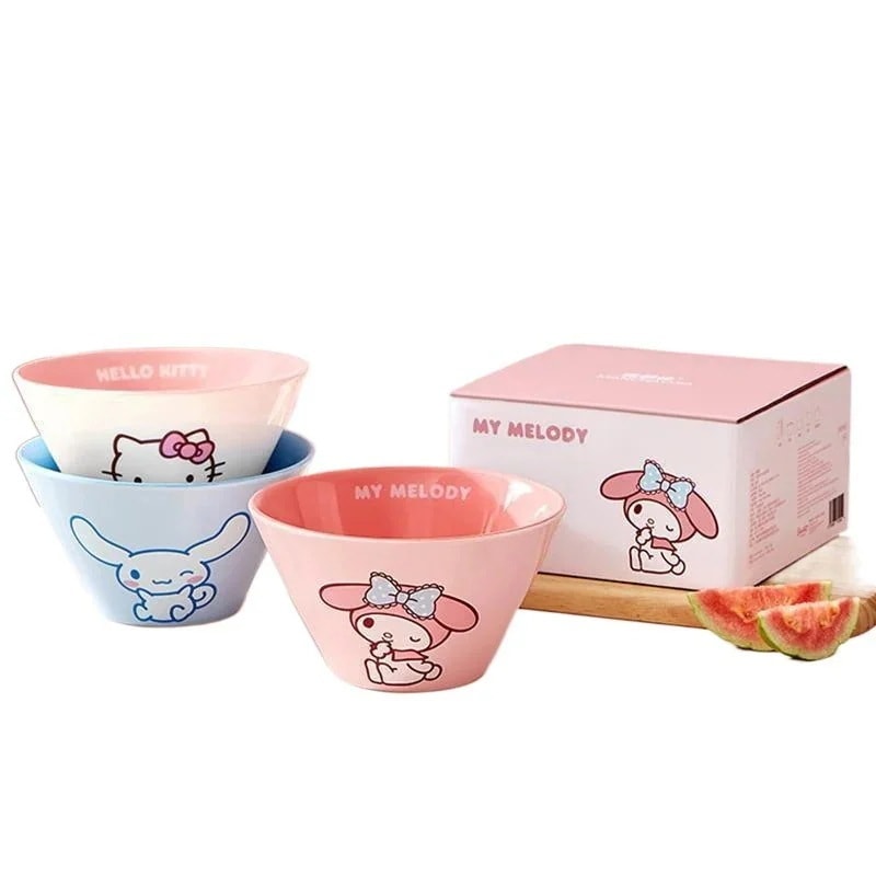 【メガ割】サンリオ ラーメン丼 ホームセット 陶器製 大麺丼 食べる竹笠 かわいい高見え単品食器