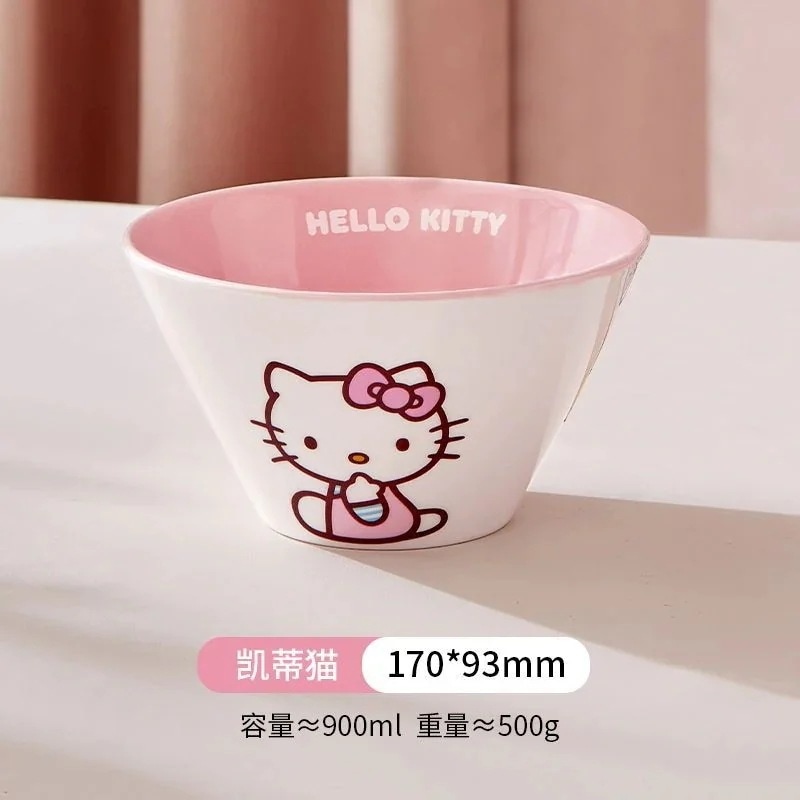 【メガ割】サンリオ ラーメン丼 ホームセット 陶器製 大麺丼 食べる竹笠 かわいい高見え単品食器