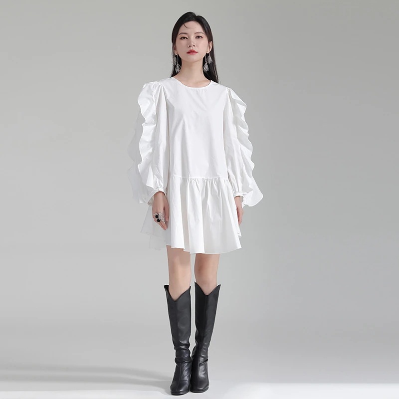 復古フリルゆとりスウィートでワンピース 大きいサイズ ロングシャツ ブラウス ベスト2点セット 復古フリルゆとりスウィートでワンピース 大きいサイズ ロングシャツ ブラウス ベスト2点セット