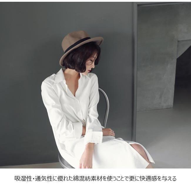 春 夏 シャツワンピ レディース シャツ 白 ロングシャツ 長袖ワンピース 不規則裾 長袖シャツ 気質アップ 重ね着 シャツワンピース ブラウス 春秋