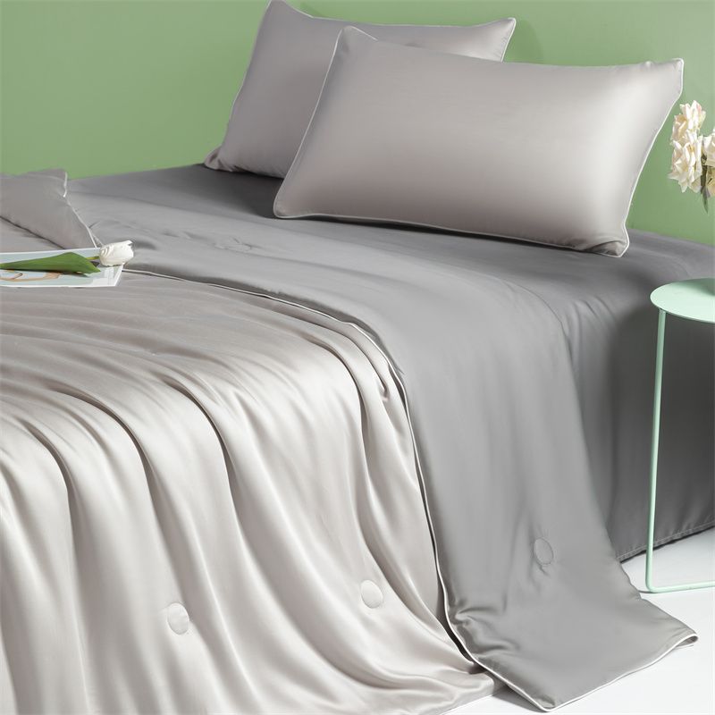 アイスシルク 夏布団 サマーキルト 4点セット 水洗シルク 接触冷感 エアコン 掛け布団 薄い 布団/シーツ/枕カバー 3/4点セット