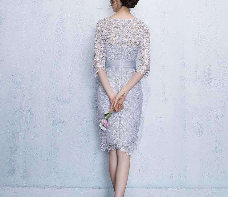 パーティードレス　ワンピース　レース　結婚式　発表会　タイトワンピ　二次会　披露宴　膝丈　袖あり