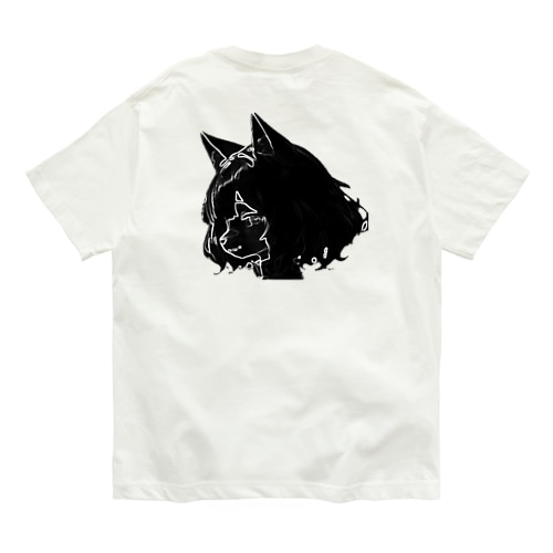 【文字入れ可能受注生産】ウサギの女の子　メイド　ケモナー　おかりなさい オーガニックコットンTシャツ