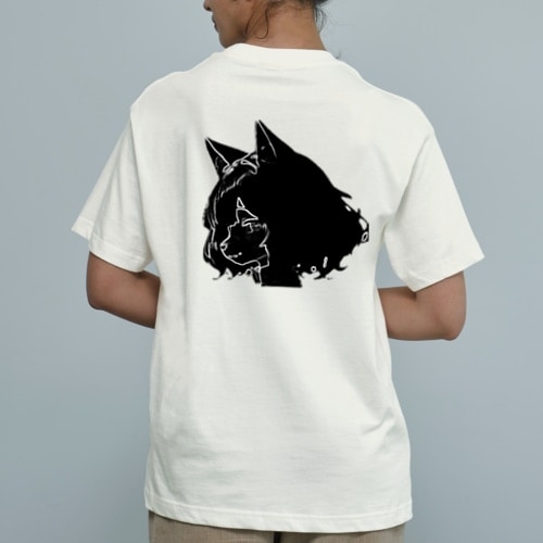 【文字入れ可能受注生産】ウサギの女の子　メイド　ケモナー　おかりなさい オーガニックコットンTシャツ