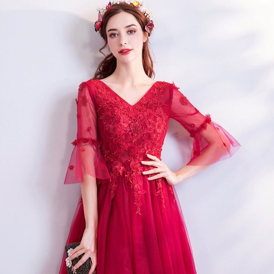 カラードレス 赤 ロングドレス 演奏会 安い イブニングドレス 結婚式 パーティー 花嫁 フォーマルドレス 二次会 披露宴 aラインドレス 大きいサイズ