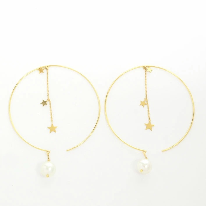 【美品】スタージュエリー スター パール フープタイプ K19YG 本真珠 【ピアス】 【美品】スタージュエリー スター パール フープタイプ K19YG 本真珠 【ピアス】