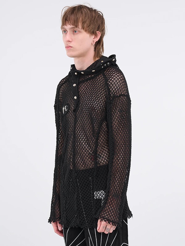 【Thug Club】 MIthril Hoodie Sleeve [正規品] THUGCLUB フーディー 韓国 サグクラブ パーカー メッシュ