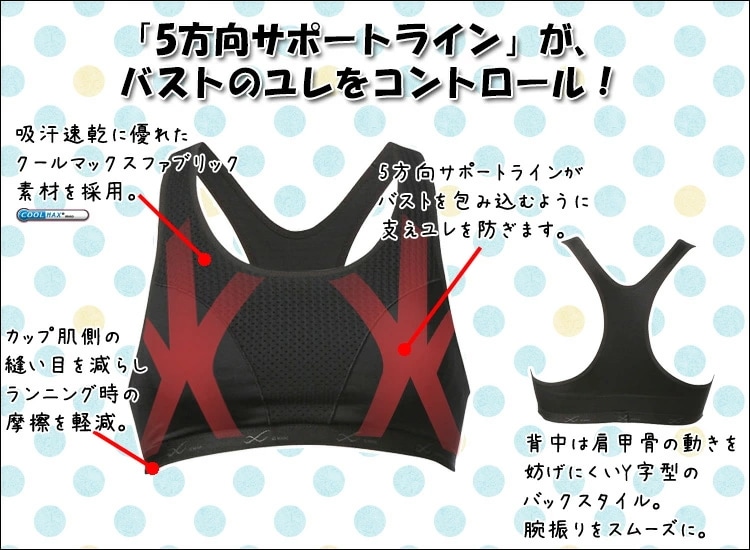 CW-X Wacoal CWX (Eカップ/Fカップ) レディース スポーツブラ5方向サポートテープ スポーツブラ 1メ-2運 HTY168 【F】
