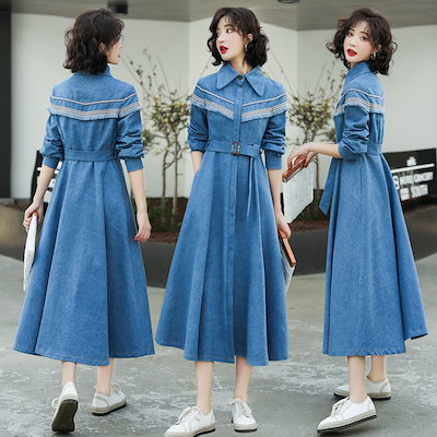 格安超歓迎 春秋シャツワンピースレディース長袖スリム : レディース服 特価大人気