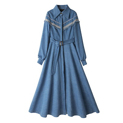 格安超歓迎 春秋シャツワンピースレディース長袖スリム : レディース服 特価大人気